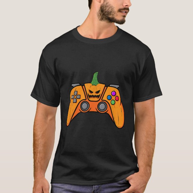 Halloween-videospelsstyrenhet med Pumpkin Ansikte T Shirt (Framsida)