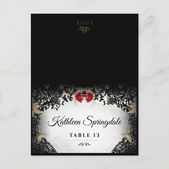 Halloween VIKBAR Svart Ros Tryck Namn Postkort Vykort (Framsida)