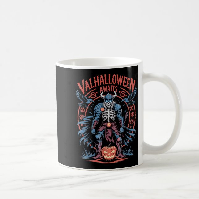 Halloween Viking Warrior - Runor and Ravens - Valh Kaffemugg (Höger)