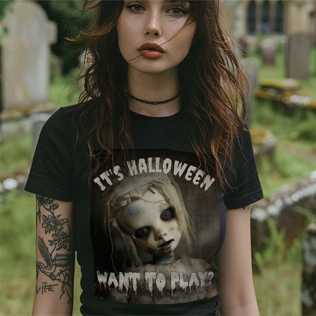 Halloween vill spela? Posssed Doll T Shirt (Skapare uppladdad)