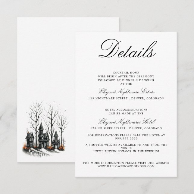 Halloween Village Bröllop-höljeskort Tilläggskort (Fram/baksida)