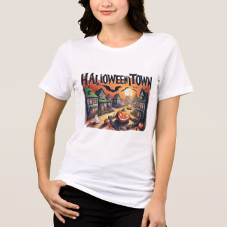 Halloween Village T-Shirt - Enchanting Spooky Scen