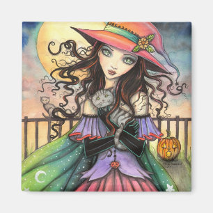 Halloween-vindar Häx-fantasykonst Magnet