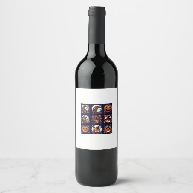 Halloween Vinflaska Etikett (Framsida)