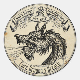 Halloween Vintage Apothecary Dragons utandning Runt Klistermärke
