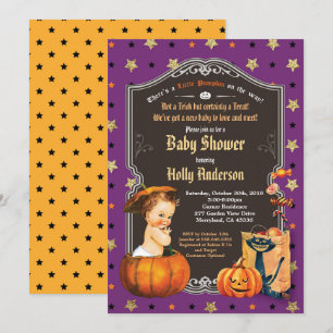 Halloween-vintage-barnduschkort Inbjudningar