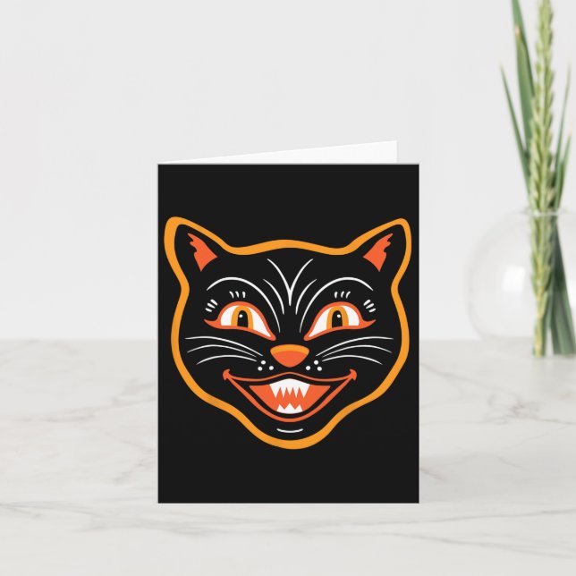 Halloween Vintage Black Cat Kort (Framsida)