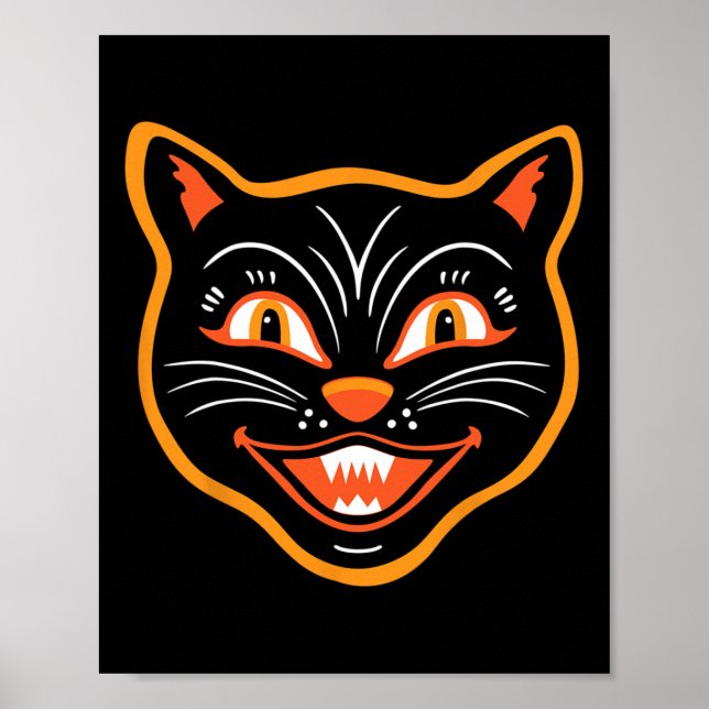 Halloween Vintage Black Cat Poster (Framsidan)