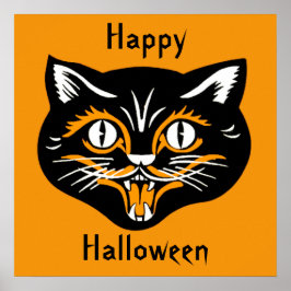 Halloween Vintage Cat Ansikte Poster