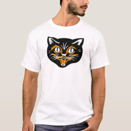 Halloween Vintage Cat Ansikte T Shirt