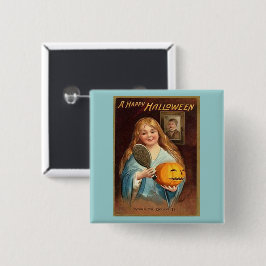 Halloween Vintage Dam med Spegel Knapp