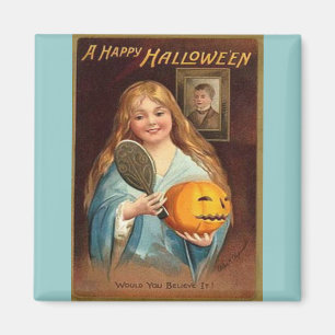 Halloween Vintage Dam med Spegel Magnet
