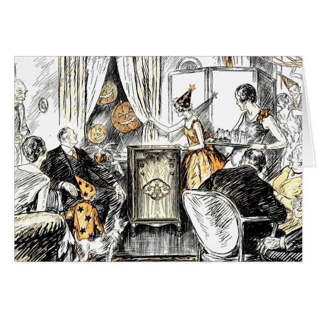 Halloween Vintage Flappers Hälsningskort (Framsidan Horizontal)