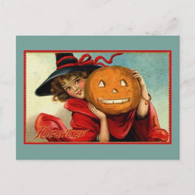 Halloween Vintage Funny Illustration Vykort (Framsida)