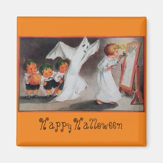 Halloween Vintage Girl med Candle Magnet (Framsidan)