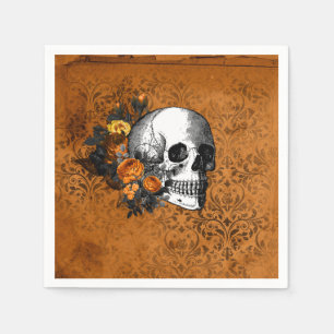 Halloween Vintage Goth Skull Flower Party Napkins Pappersservett