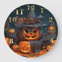 Halloween Vintage Gotham Pumpkin Wall Clock Stor Klocka