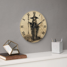 Halloween Vintage Gothic Witch Wall Clock Stor Klocka