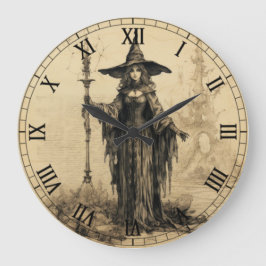Halloween Vintage Gothic Witch Wall Clock Stor Klocka