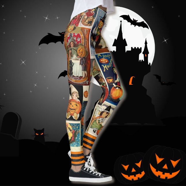 Halloween Vintage Greeting Cards Witches Pumpkins Leggings (Skapare uppladdad)
