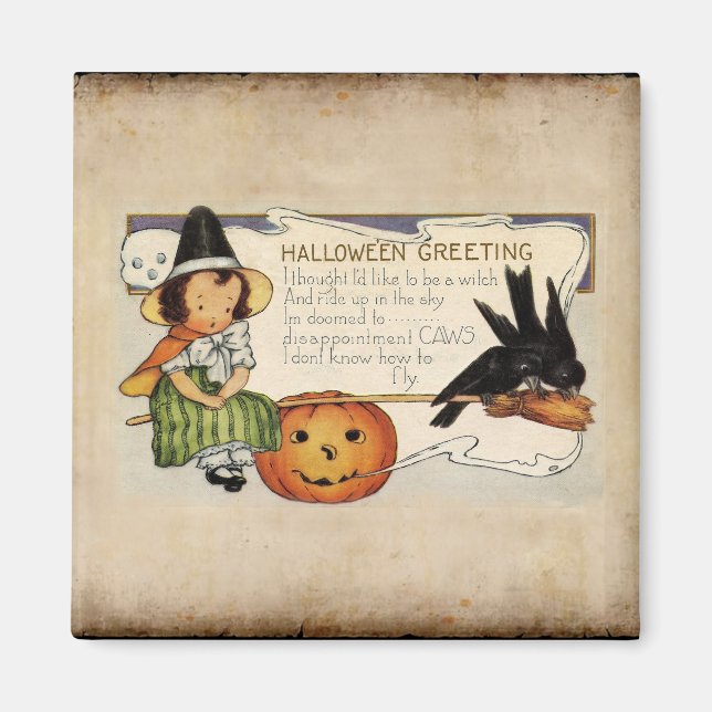 HALLOWEEN VINTAGE HÄLSNING MAGNET (Framsidan)