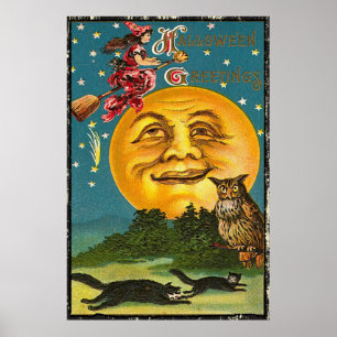 Halloween Vintage Hälsning Poster
