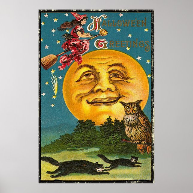 Halloween Vintage Hälsning Poster (Framsidan)