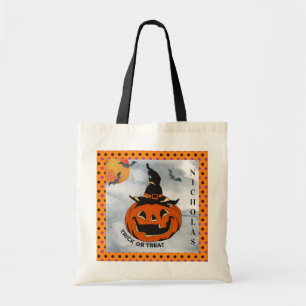 Halloween Vintage Jack O'Lantern Bus eller godis Tygkasse