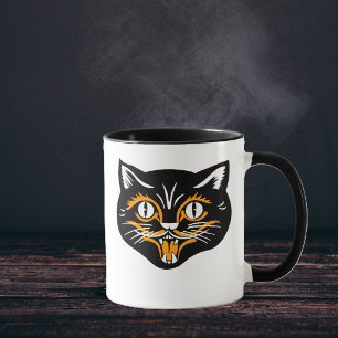 Halloween Vintage Katt Ansikte Mugg