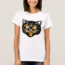 Halloween Vintage Katt Ansikte T-shirt