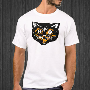 Halloween Vintage Katt Ansikte T Shirt