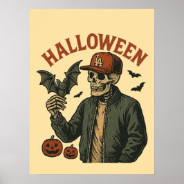 Halloween Vintage - Kuslig Skelett Poster