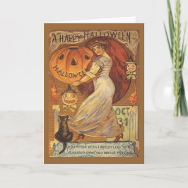 Halloween-Vintage Kvinnor och Jack o'Lantern Kort