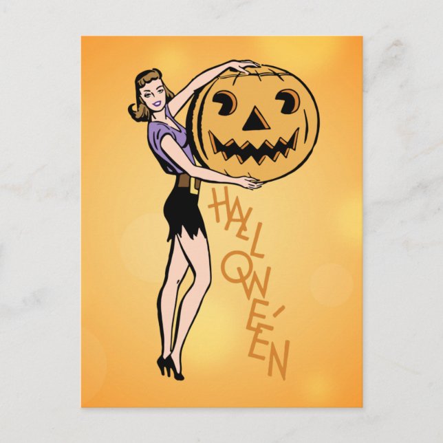 Halloween-Vintage med Pumpkin Vykort (Framsida)
