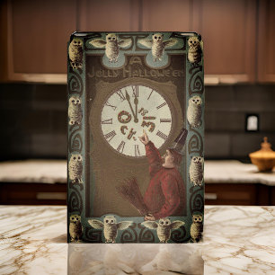 Halloween Vintage Midnight Uggla Clock Vykort