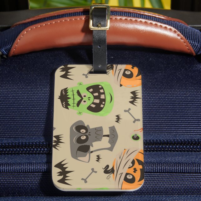 Halloween Vintage Mönster Bagage Tag Bagagebricka (Framsida Insitu 2)