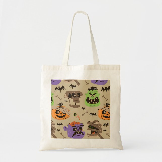 Halloween vintage mönster handväska tygkasse (Framsidan)
