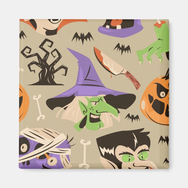 Halloween vintage mönster magnet (Framsidan)