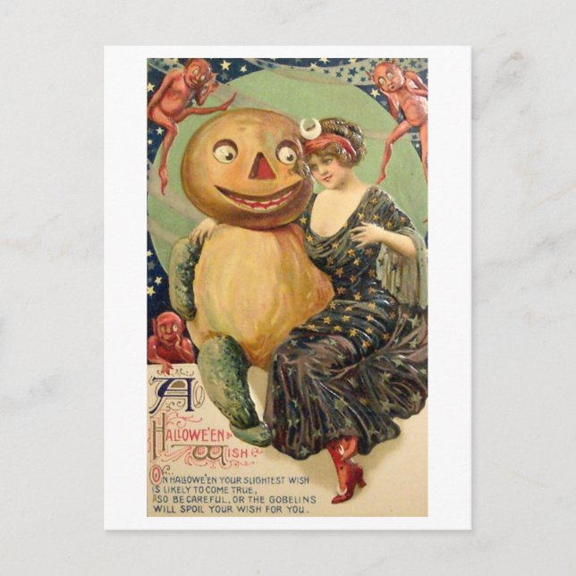 Halloween-vintage önskningspostkort vykort (Framsida)