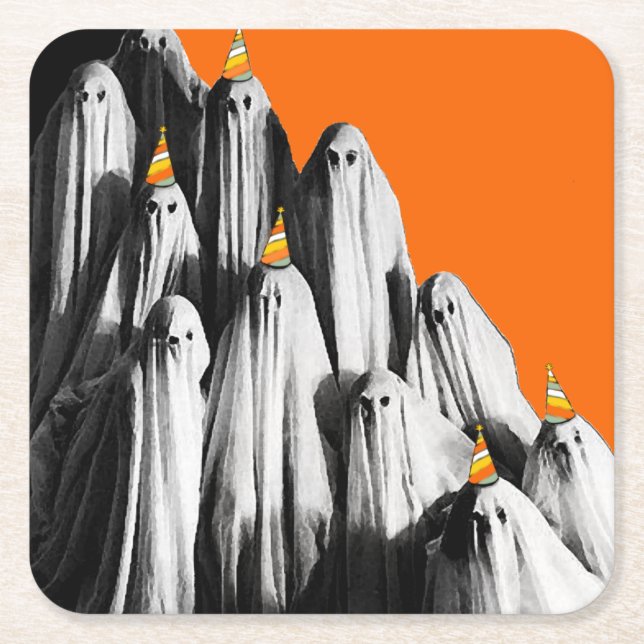 Halloween Vintage Party Spöken Underlägg Papper Kvadrat (Framsidan)