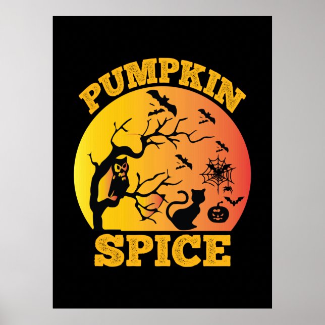 Halloween Vintage Pumpkin Spice Birthday Poster (Framsidan)