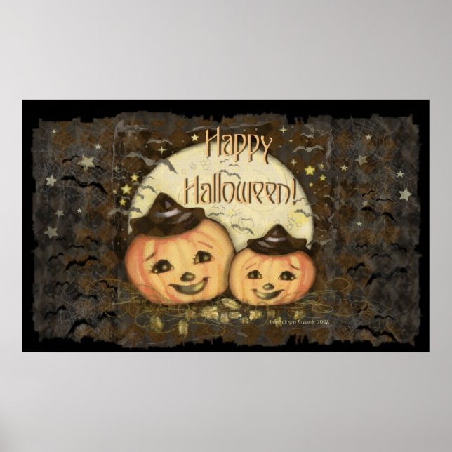 Halloween Vintage Pumpkins Art Poster (Framsidan)