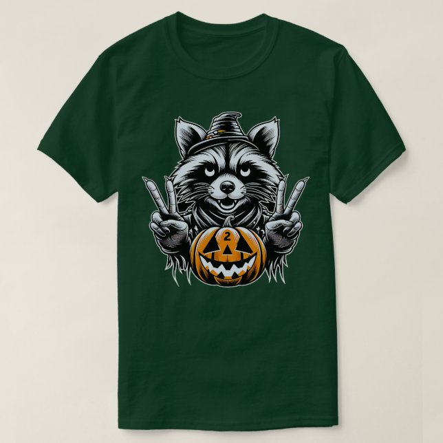 Halloween Vintage Raccoon Skapar T Shirt (Design framsida)