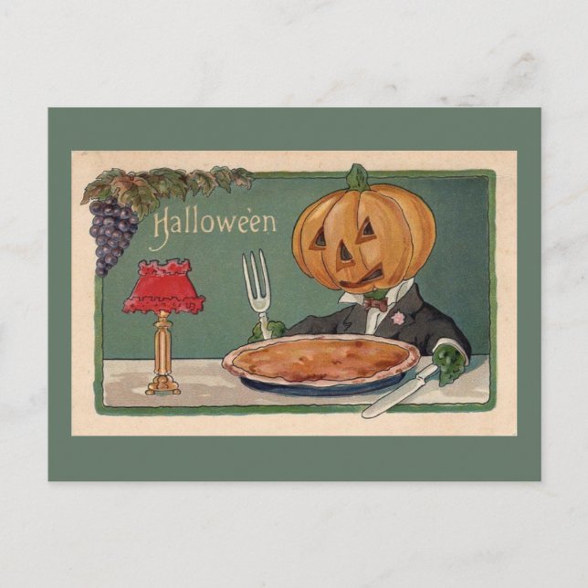 Halloween Vintage Rolig Jol Man Illustration Vykort (Framsida)