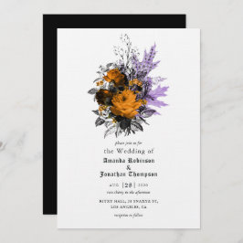 Halloween Vintage Shabby Blommigt bröllopsinbjudan Inbjudningar