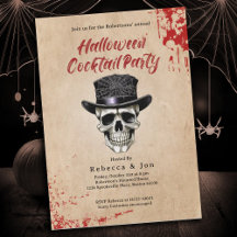 Halloween Vintage Skalle Cocktail Party Inbjudan