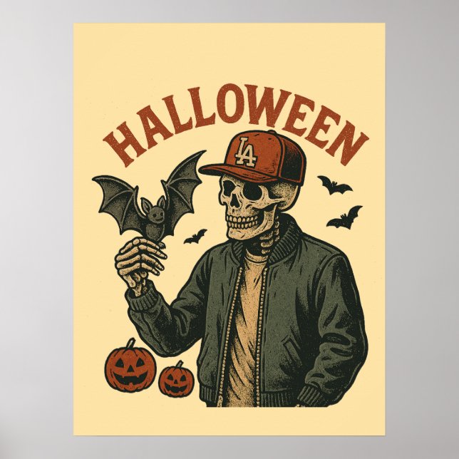 Halloween Vintage - Spooky Skeleton  Poster (Framsidan)