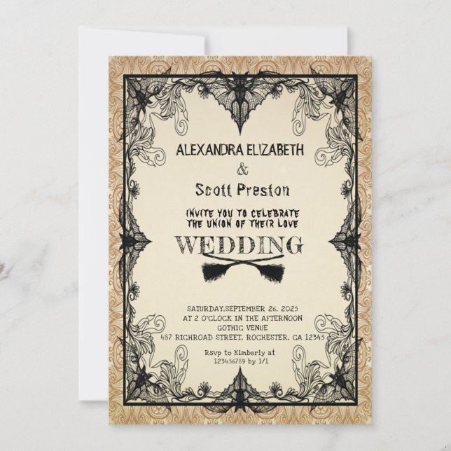 Halloween vintage wedding Invitation Inbjudningar (Framsida)