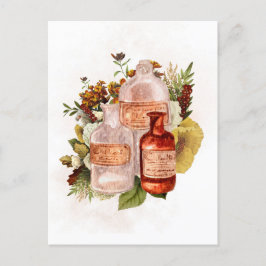 Halloween Vintageflaskor Höstblommor Vykort