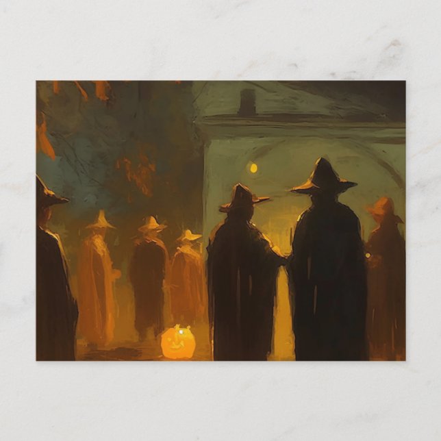 Halloween-Vintagens stadskontor Vykort (Framsida)